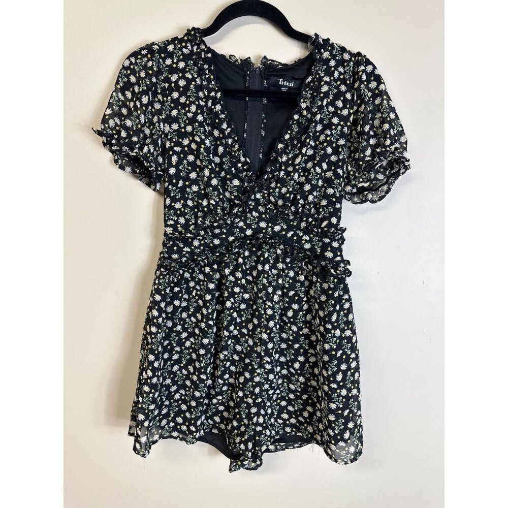 Trixxi small romper black with white daisies